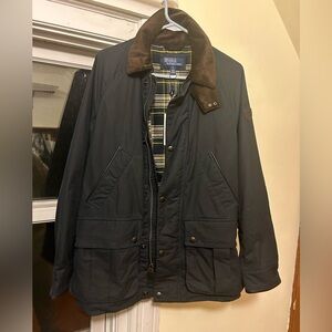 NWT Polo Ralph Lauren Men’s Jacket. Size Small. Dark blue with brown collar.